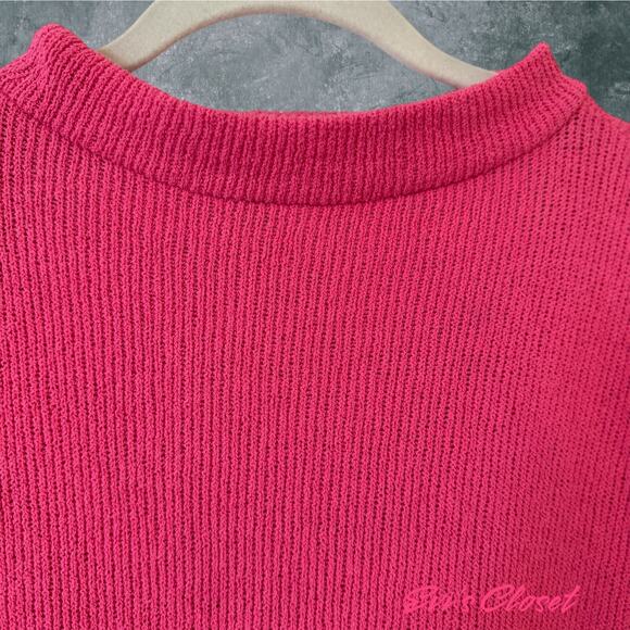 Zara Sweater Pink Boxy/Loose Fit V-Cut-Out Long Sleeve Size L - Picture 4 of 9